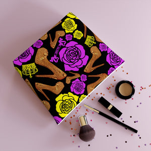 Cotton Cosmetic Bag 'Purple Gold'
