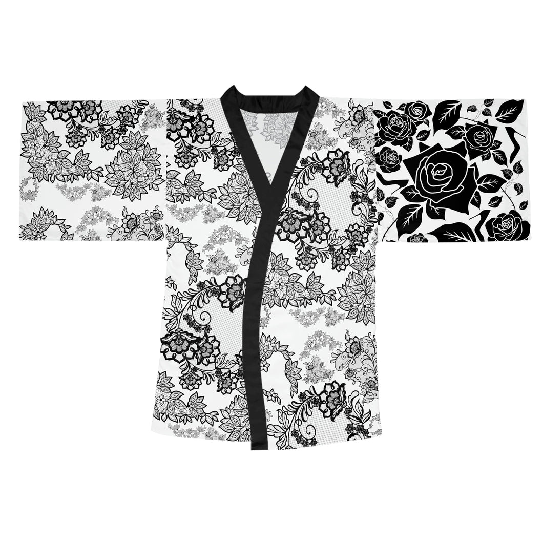 Long Sleeve Kimono Robe Asim 'Roses and Lace'