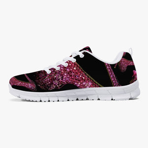 Classic Lightweight Mesh Sneakers - White/Black 'Pink crystals shoes'