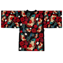 Load image into Gallery viewer, Long Sleeve Kimono Robe &#39;Fiori rosso nero&#39;
