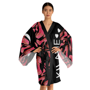 Long Sleeve Kimono Robe 'Pink Influencer'