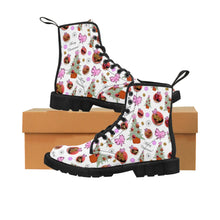 Load image into Gallery viewer, Women&#39;s Canvas Boots &#39;Pink Christmas&#39;
