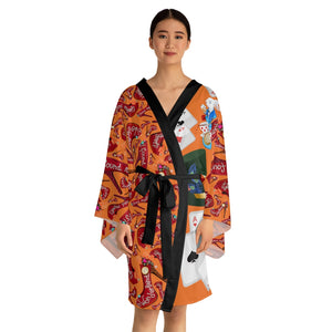 Long Sleeve Kimono Robe 'White Rabbit'