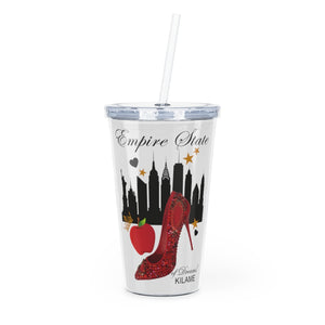 Plastic Tumbler with Straw 'Empire State of dreams'