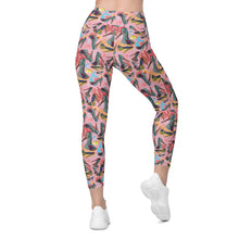 Load image into Gallery viewer, Leggings with pockets Coral &#39;Fashion Sea&#39;
