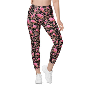 Leggings with pockets 'Black Rose'