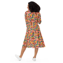 Load image into Gallery viewer, Long sleeve midi dress &#39;Tropical&#39;
