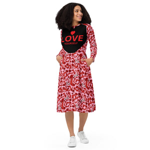 Long sleeve midi dress 'Heart love'