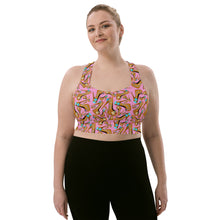 Load image into Gallery viewer, Longline sports bra &#39;Eat me drink me&#39;
