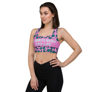 Longline sports bra 'Always busy'