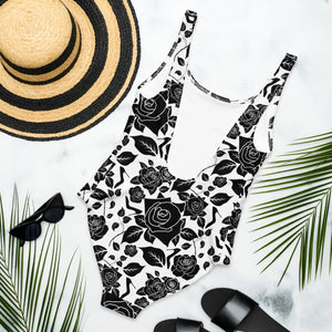 One-Piece Swimsuit 'Black Roses'