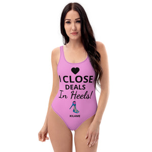 One-Piece Swimsuit 'I close deals in heels'