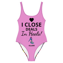 Load image into Gallery viewer, One-Piece Swimsuit &#39;I close deals in heels&#39;
