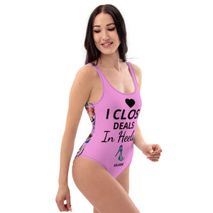 One-Piece Swimsuit 'I close deals in heels'