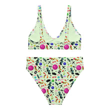 Load image into Gallery viewer, Recycled high-waisted bikini Green &#39;Ibiza disco&#39;
