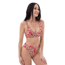Load image into Gallery viewer, Recycled high-waisted bikini &#39;Flowers mix shoes&#39;
