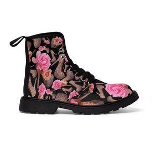 Women's Canvas Boots 'Rose pink flower'