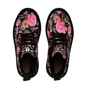 Women's Canvas Boots 'Rose pink flower'