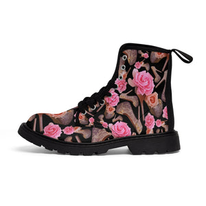 Women's Canvas Boots 'Rose pink flower'