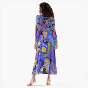 Women's Long-Sleeve One-piece Dress 'Blue Ocean'