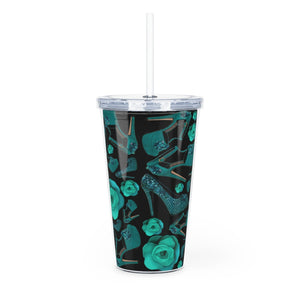 Plastic Tumbler with Straw 'Rose Verdi'