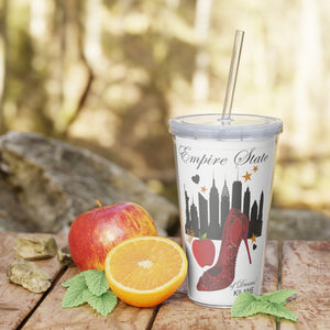 Plastic Tumbler with Straw 'Empire State of dreams'