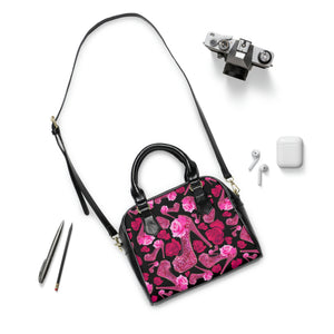 Shoulder Handbag 'Pink Roses crystals'