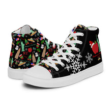 Load image into Gallery viewer, Men’s high top canvas shoes &#39;Christmas in New York&#39;

