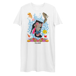 Organic cotton t-shirt dress Medusa Reef 'Ocean'