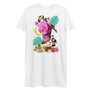 Organic cotton t-shirt dress 'Jungle Flower'
